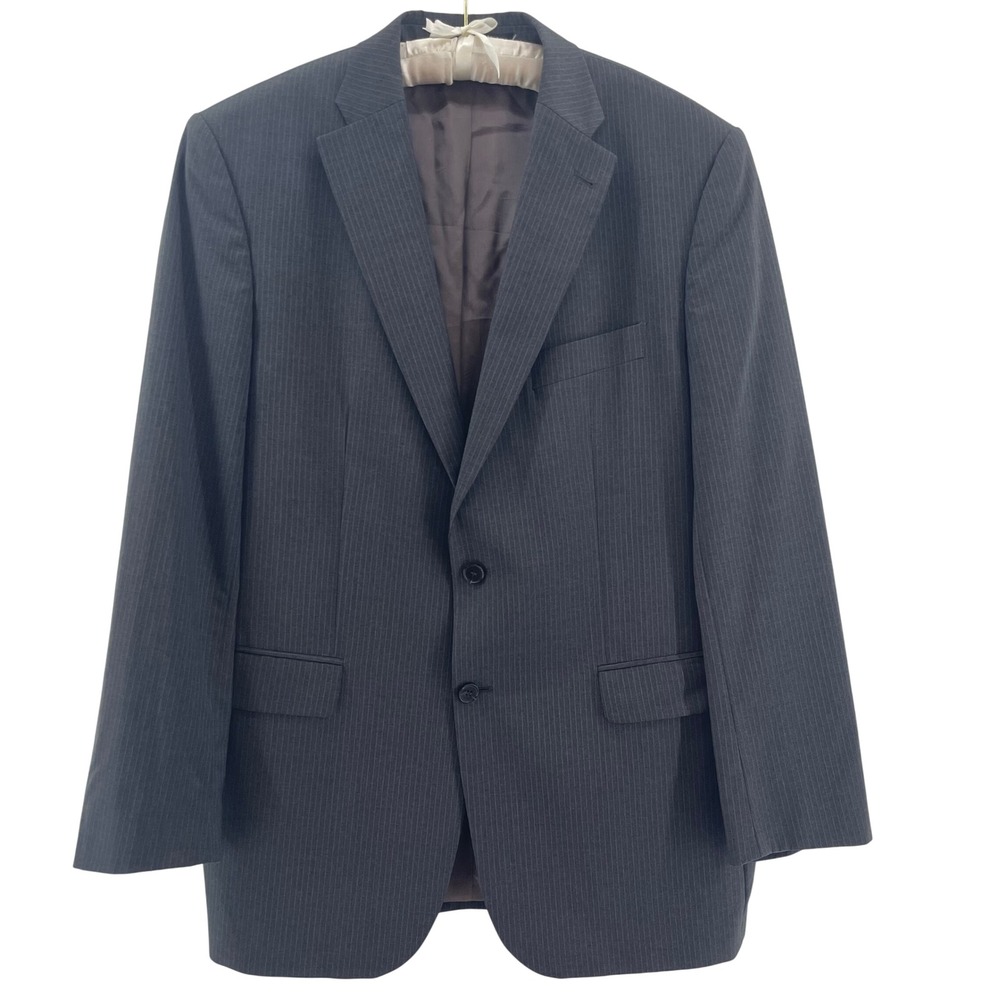 Baumler Blazer Mens 46L Grey Reda Super 110s Wool Pinstripe Jacket Formal